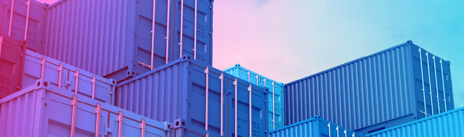 Containers que representam a logística e controle para transportadoras